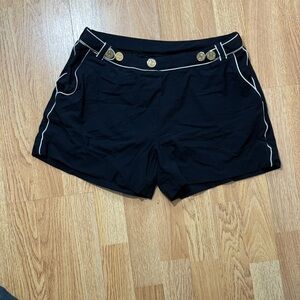 Black Shorts with Gold Button Accents